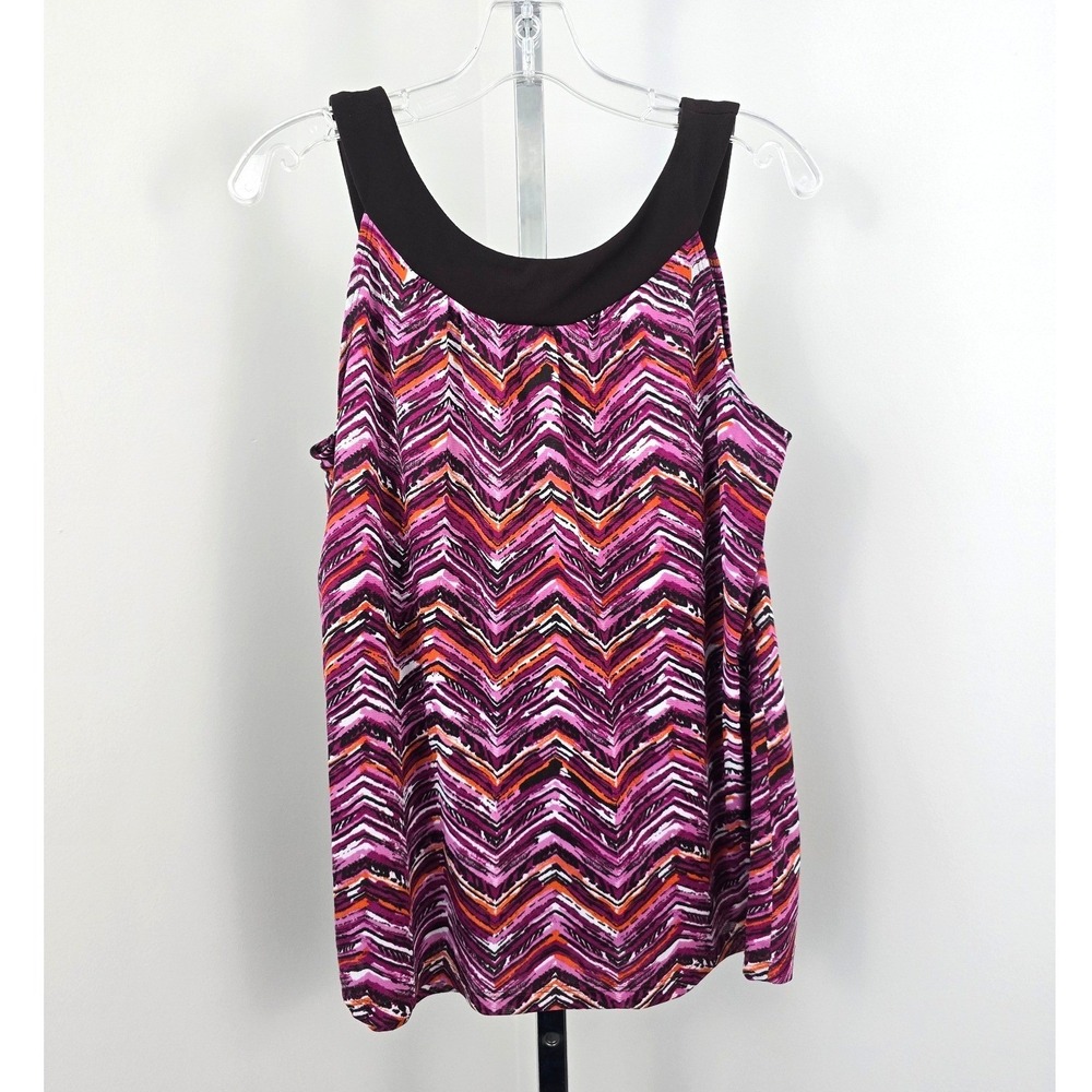 AGB Sleeveless Round Neck Proint Top Brown Multicolor L